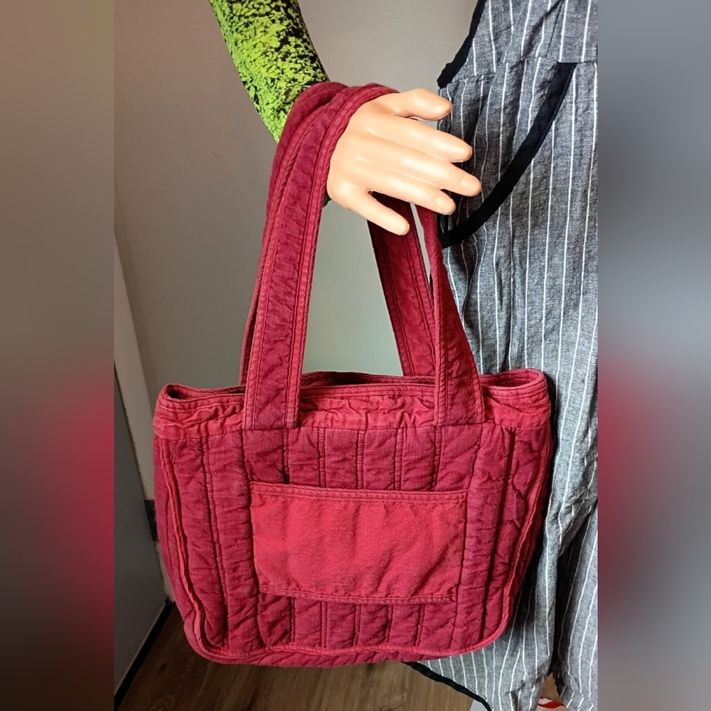 Chic Quilted Red Tote Bag